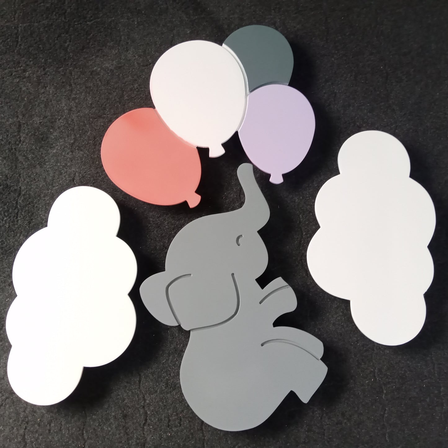 Set of 4 Baby lamps: Elephant, Balloons and 2 Clouds (Shipping Included)
