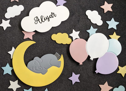 Set of 4 Baby lamps: Elephant, Balloons, Elephant Moon and Cloud (Shipping Included)