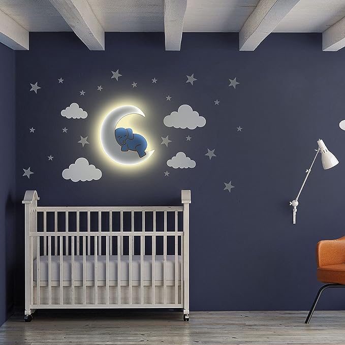 Elephant Sleeping on the Moon Baby Lamp (Shipping Included)