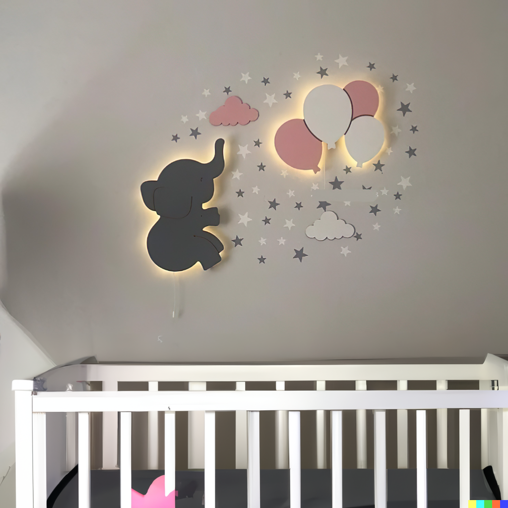 Set of 2 Baby Lamps: Elephant and Balloons (Shipping Included)