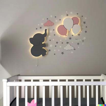 Set of 2 Baby Lamps: Elephant and Balloons (Shipping Included)